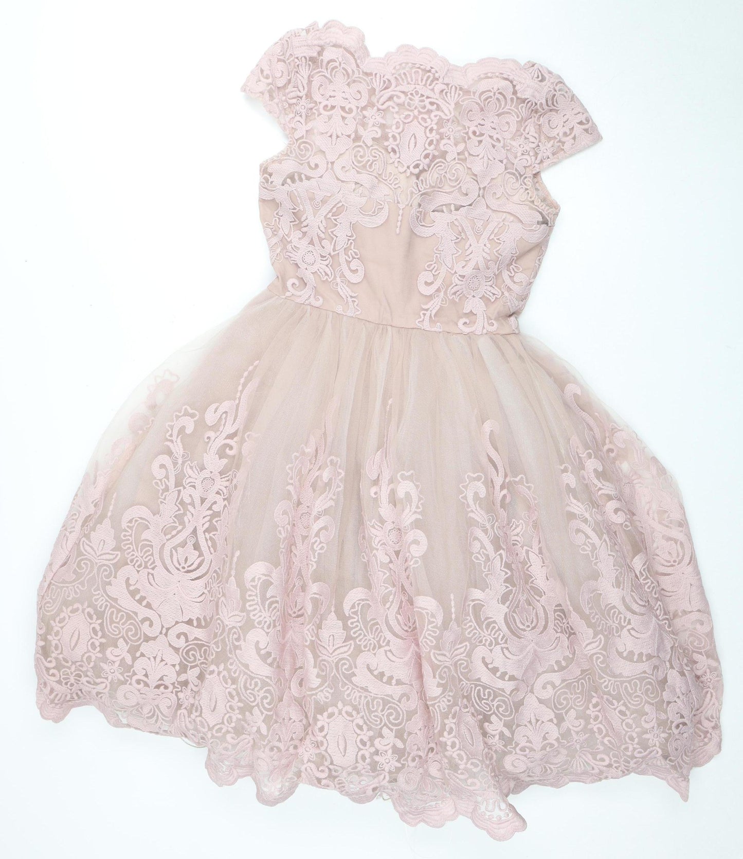 Chi Chi London Pink A-Line Women's Midi Dress Size 10