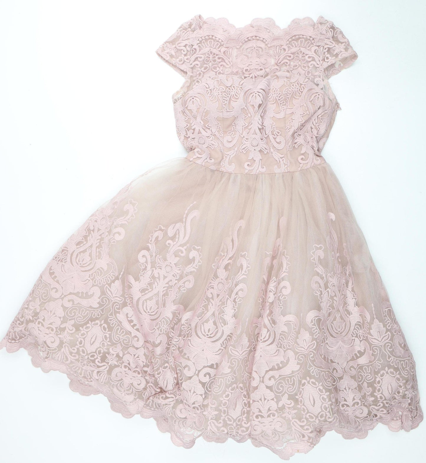 Chi Chi London Pink A-Line Women's Midi Dress Size 10