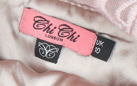 Chi Chi London Pink A-Line Women's Midi Dress Size 10
