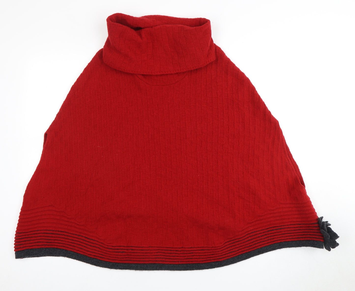 Aine Women's Red Wool Cape Roll Neck Sleeveless Jumper