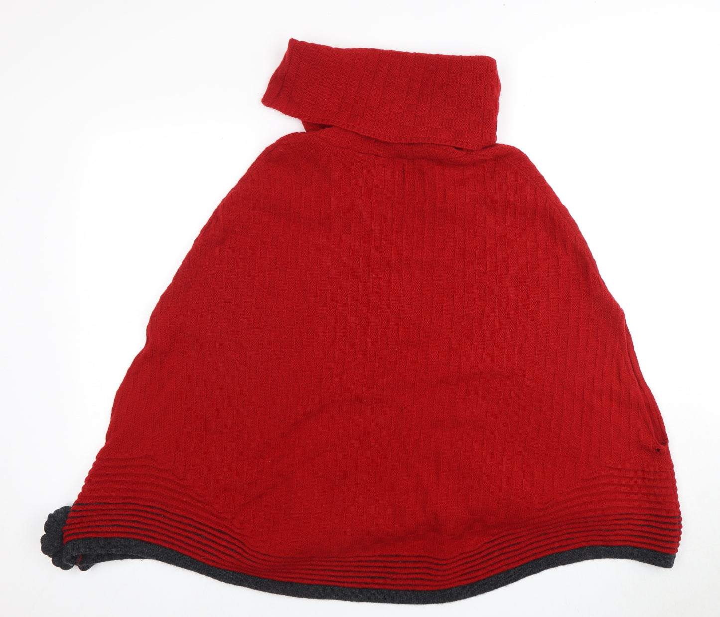 Aine Women's Red Wool Cape Roll Neck Sleeveless Jumper
