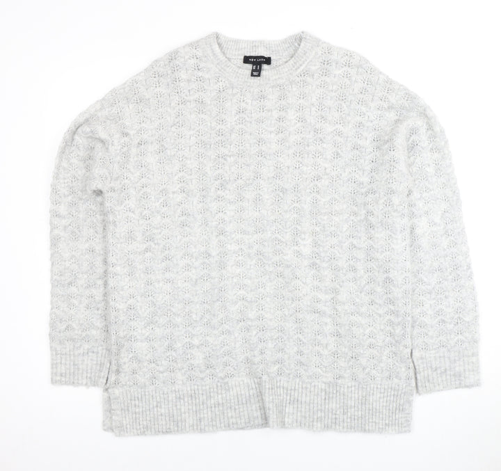 New Look Women's Grey Pullover Jumper, M, Crew Neck
