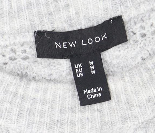 New Look Women's Grey Pullover Jumper, M, Crew Neck