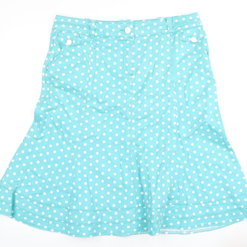 Per Una Women's Blue Polka Dot A-Line Skirt Size 14