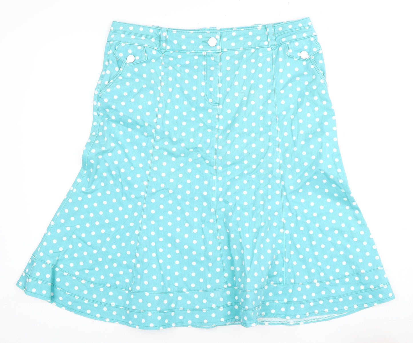 Per Una Women's Blue Polka Dot A-Line Skirt Size 14