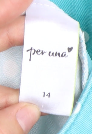 Per Una Women's Blue Polka Dot A-Line Skirt Size 14