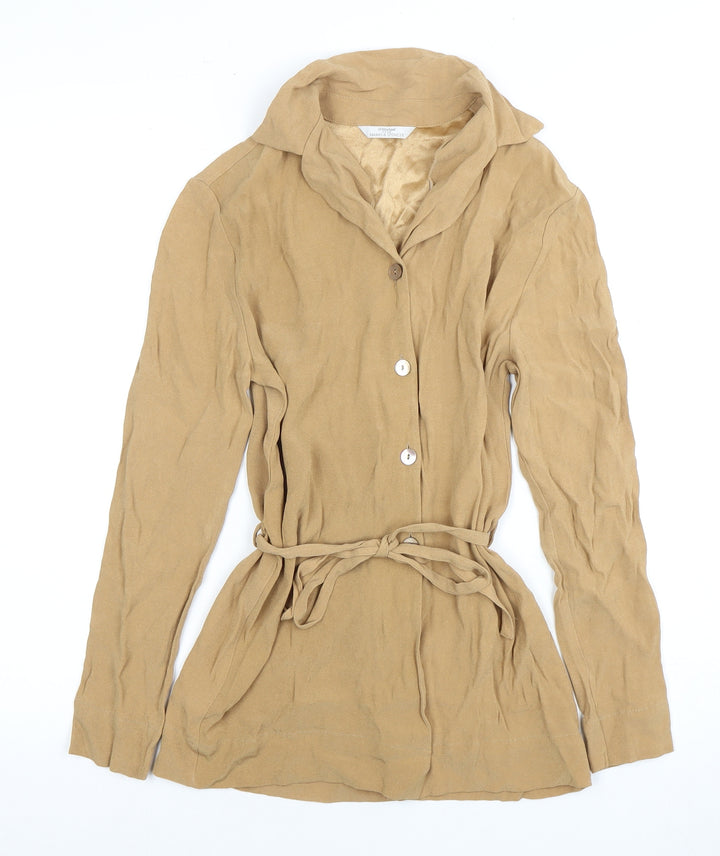 Marks and Spencer Womens Beige Long Sleeve Blouse Size 10