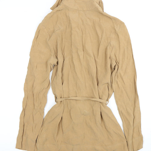 Marks and Spencer Womens Beige Long Sleeve Blouse Size 10