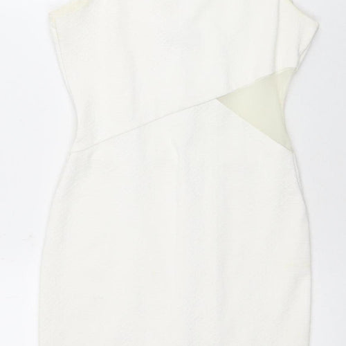Miss Selfridge Women's Ivory Sheath Dress V-Neck Size 8