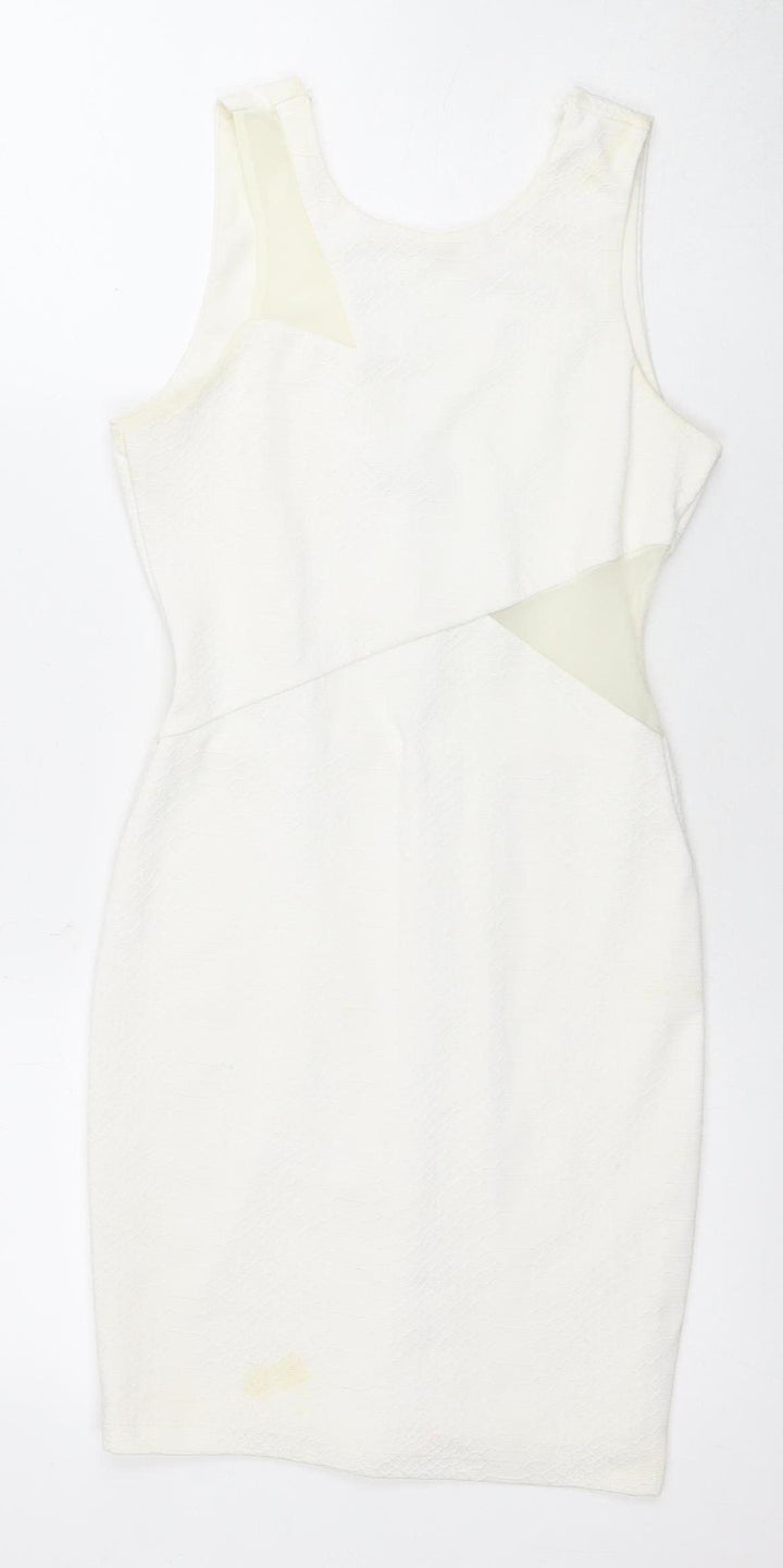 Miss Selfridge Women's Ivory Sheath Dress V-Neck Size 8