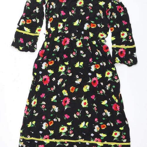 Warehouse Women's Black Floral Dress Size 8