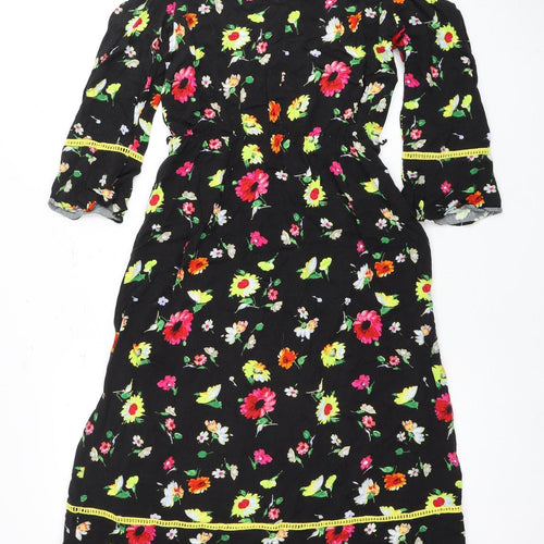 Warehouse Women's Black Floral Dress Size 8
