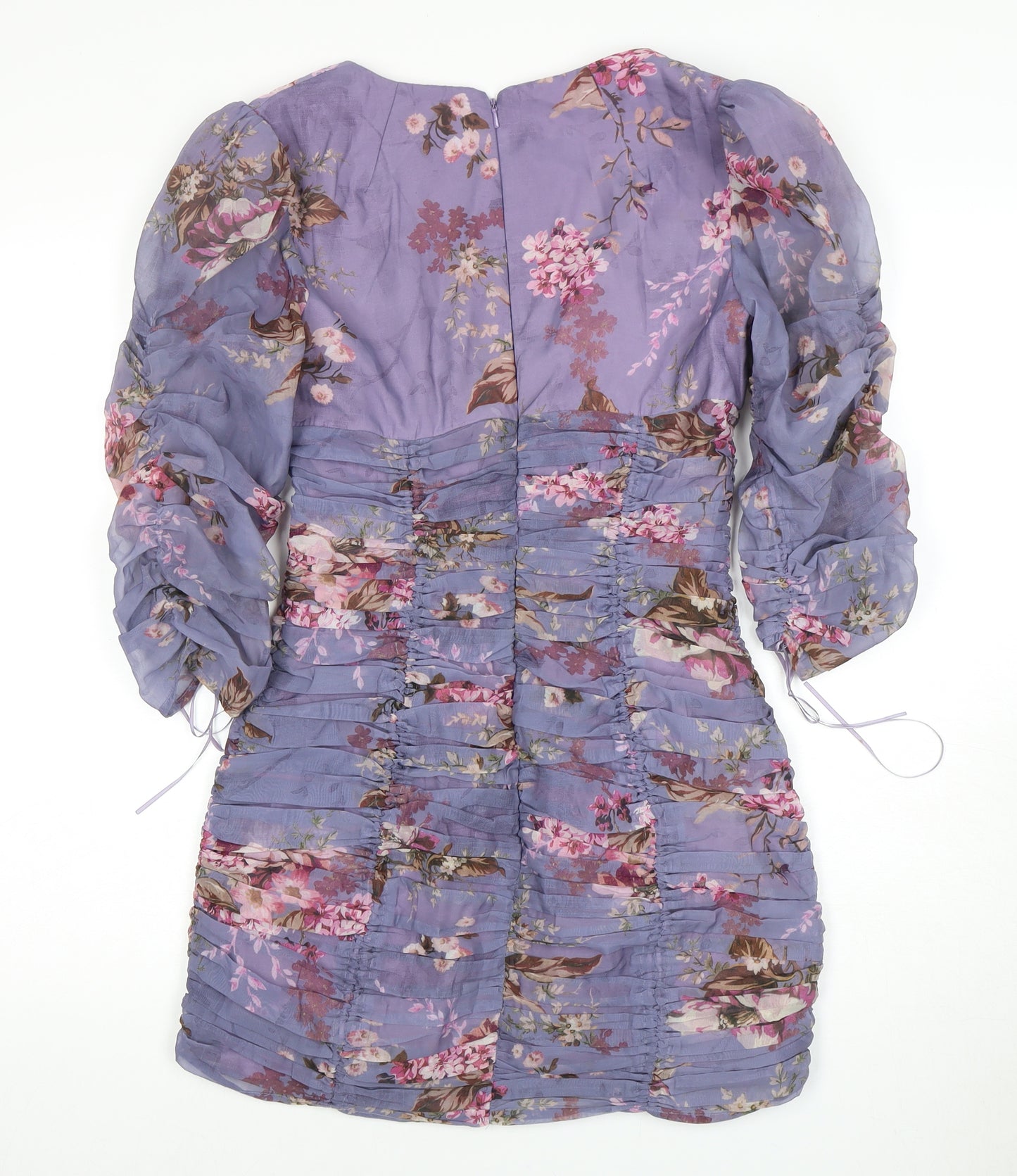 ASOS Women Purple Floral Bodycon Dress, Size 10