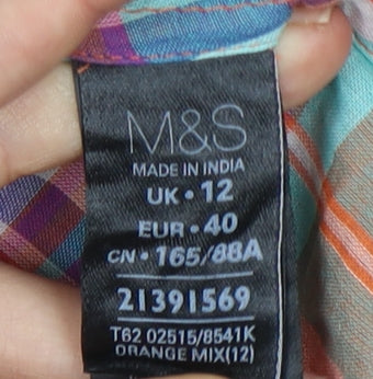 Marks and Spencer Women's Multicoloured Plaid Blouse Size 12