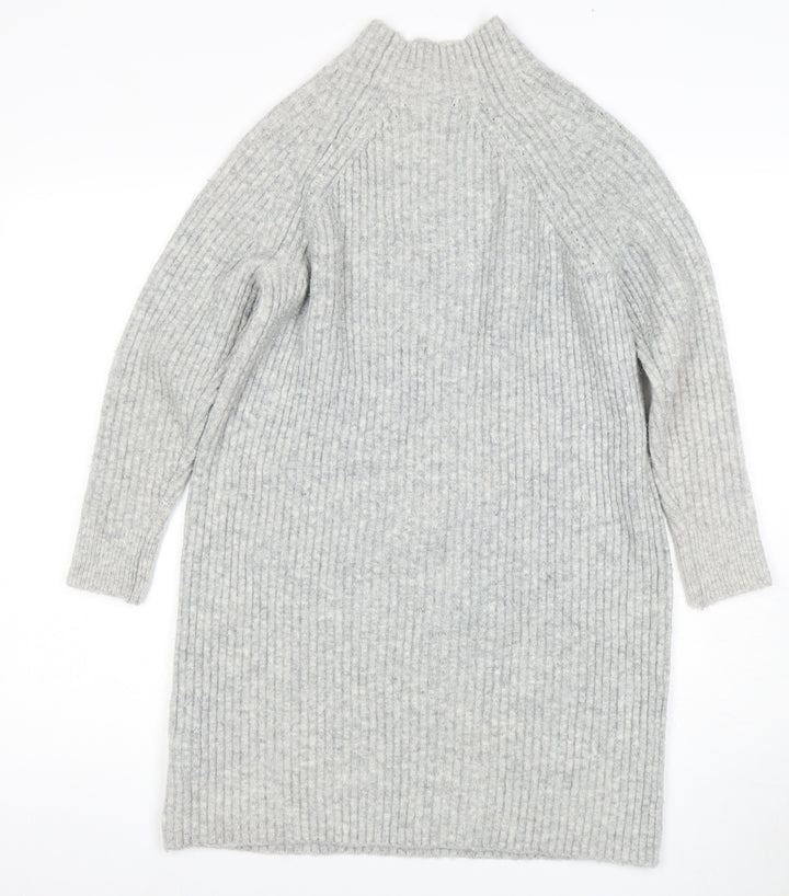 Next Women's Grey High Neck Chunky Pullover Jumper Size 10