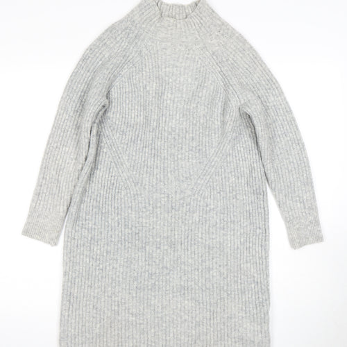 Next Women's Grey High Neck Chunky Pullover Jumper Size 10