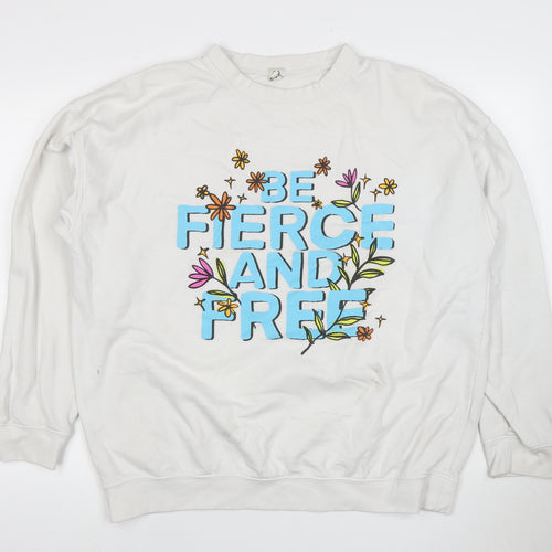 River Island Women's White Pullover Sweatshirt L