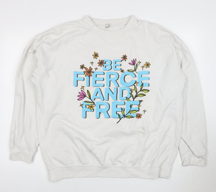 River Island Women's White Pullover Sweatshirt L