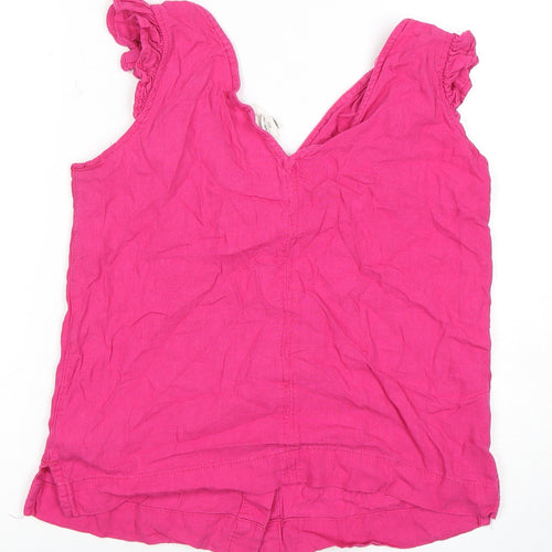 Next Women's Pink Linen Button Blouse Size 10 Sleeveless