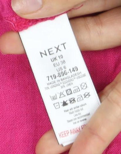 Next Women's Pink Linen Button Blouse Size 10 Sleeveless