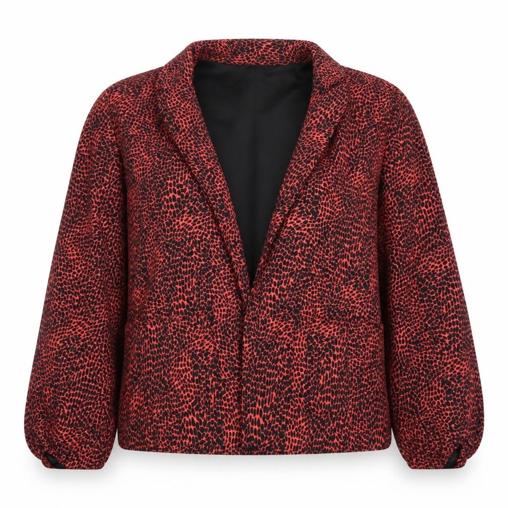 Front view of Next Women's Red Animal Print Jacket, size 8