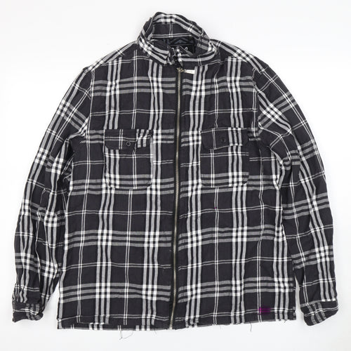 Cloak Men's Black Check Jacket - M, Casual, Zip
