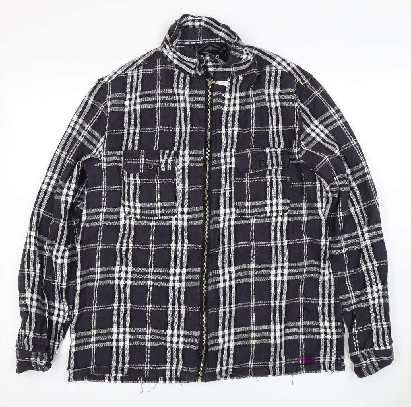 Cloak Men's Black Check Jacket - M, Casual, Zip