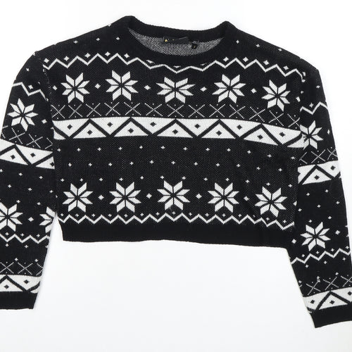 Brave Soul Women's Black Fair Isle Pullover Jumper S