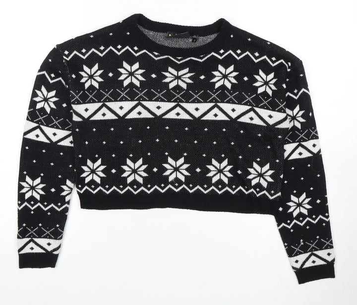 Brave Soul Women's Black Fair Isle Pullover Jumper S