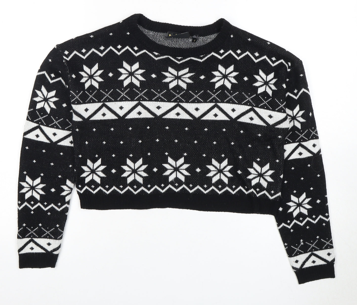 Brave Soul Women's Black Fair Isle Pullover Jumper S