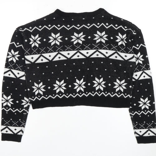 Brave Soul Women's Black Fair Isle Pullover Jumper S