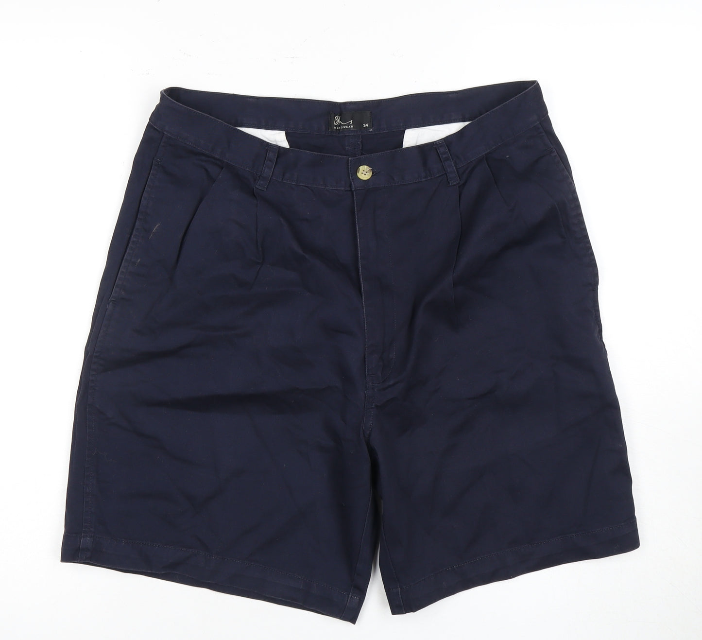 BHS Men's Blue Chino Shorts, Size 34, Casual Style