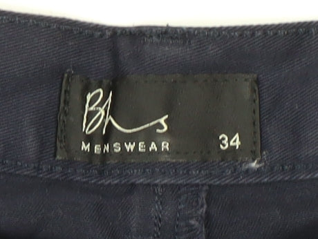 BHS Men's Blue Chino Shorts, Size 34, Casual Style