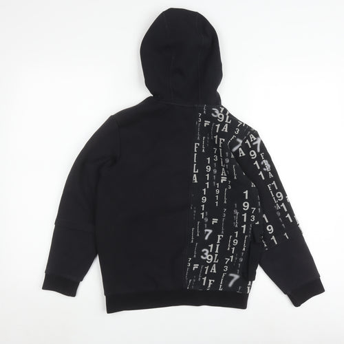 Fila Boys Black Pullover Hoodie, 12 Years, Graphic Print