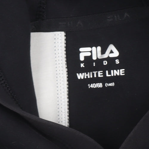 Fila Boys Black Pullover Hoodie, 12 Years, Graphic Print