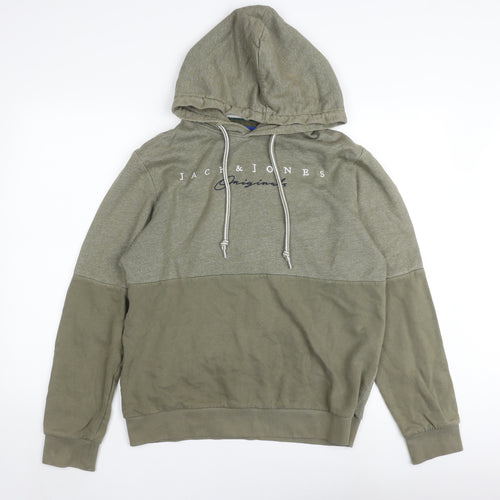 Jack & Jones Men's Green Hoodie M Pullover Fleece