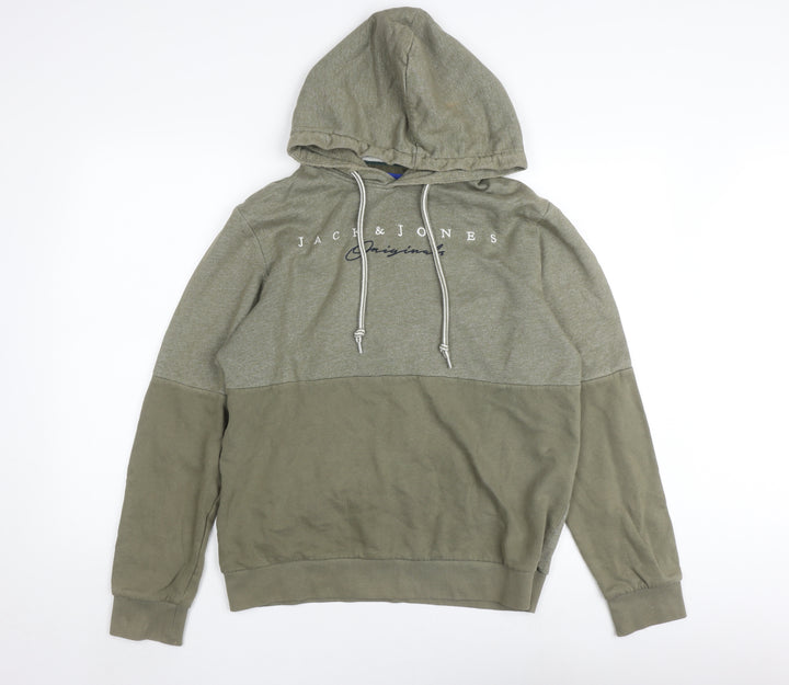 Jack & Jones Men's Green Hoodie M Pullover Fleece