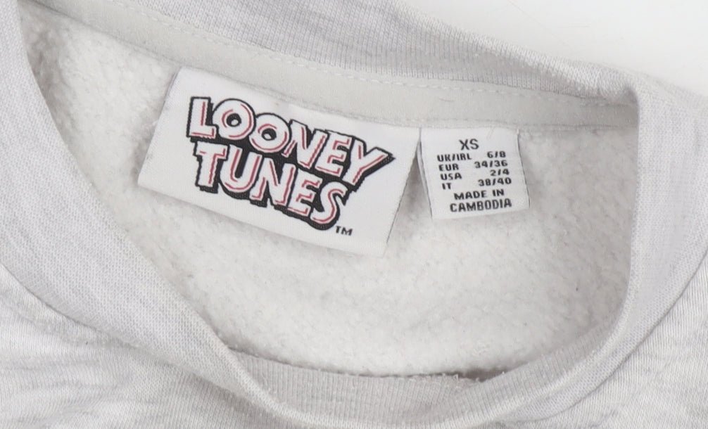 Looney Tunes Unisex Grey XS Pullover Cartoon Sweatshirt