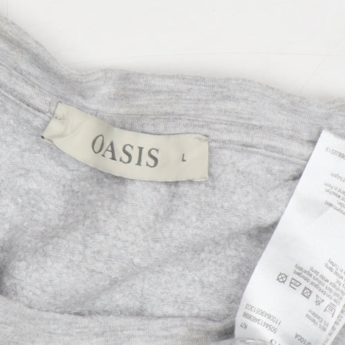 Oasis Women's Grey L Pullover Sweatshirt - Casual & Chic