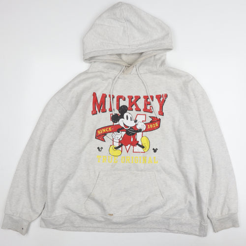 Disney Unisex Adults Grey 2XL Mickey Mouse Pullover Hoodie