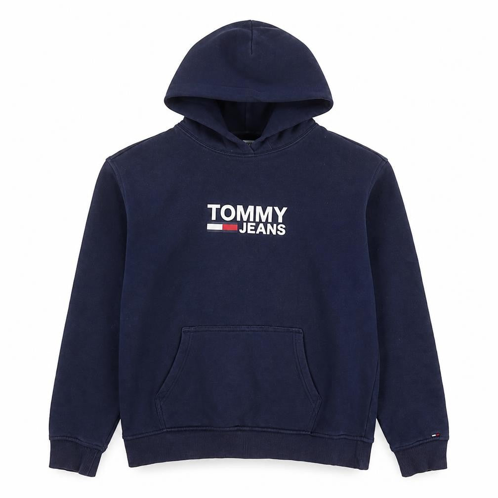 Front view of Tommy Jeans Men’s Blue Pullover Hoodie - Medium