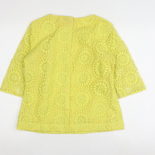 Boden Women's Yellow Floral Lace Blouse, Size 12