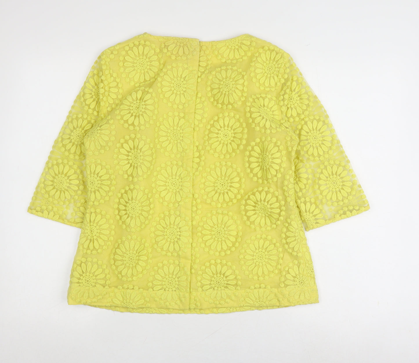 Boden Women's Yellow Floral Lace Blouse, Size 12