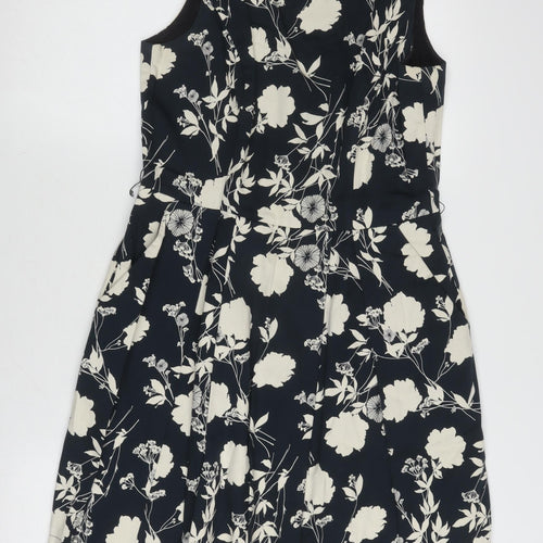 Cue Women's Black Floral Dress Size 12 Sleeveless Casual