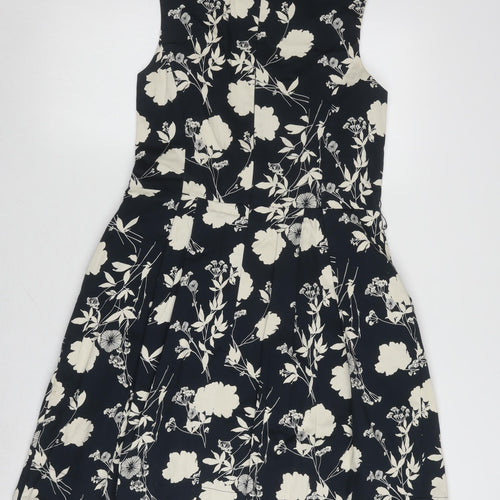 Cue Women's Black Floral Dress Size 12 Sleeveless Casual