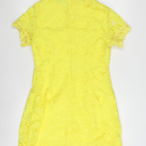 Women's Yellow Lace Shift Dress Size M