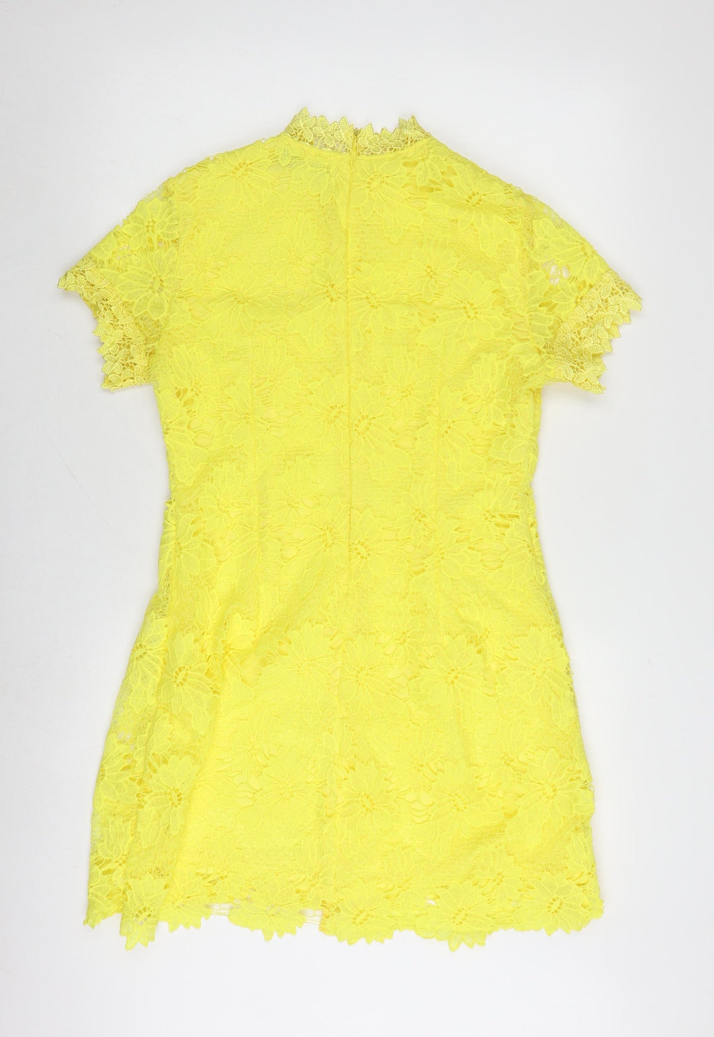 Women's Yellow Lace Shift Dress Size M