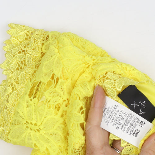 Women's Yellow Lace Shift Dress Size M