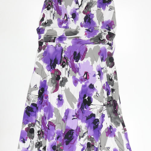Monaco Women's Floral Wrap Dress, Size 16, Multicoloured