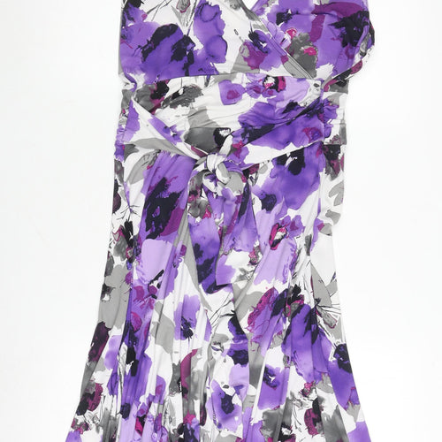 Monaco Women's Floral Wrap Dress, Size 16, Multicoloured